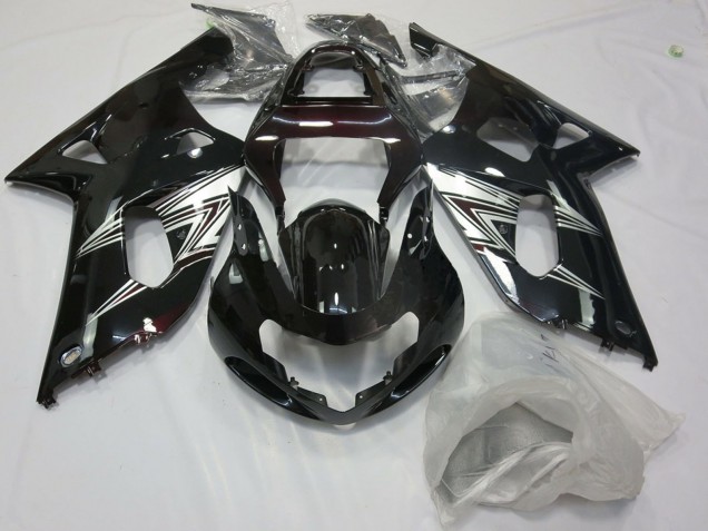 Carenagens Moto Suzuki GSXR 600 / GSXR 750 2001-2003 - Preto Brilhante Prata Branco