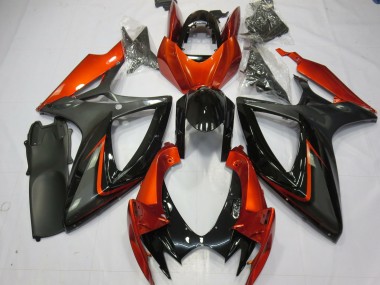 Carenagens Moto Suzuki GSXR 600 / GSXR 750 2006-2007 - Burnt Laranja Cinzento Preto Brilhante