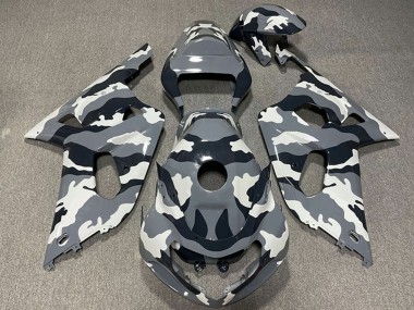 Carenagens Moto Suzuki GSXR 600 / GSXR 750 2001-2003 - Cinzento Preto Branco Camouflage