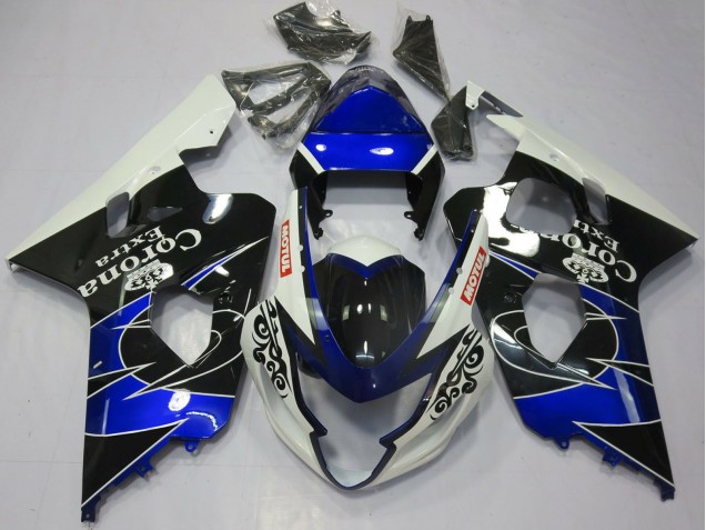 Carenagens Moto Suzuki GSXR 600 / GSXR 750 2004-2005 - Branco Azul Preto Corona Motul