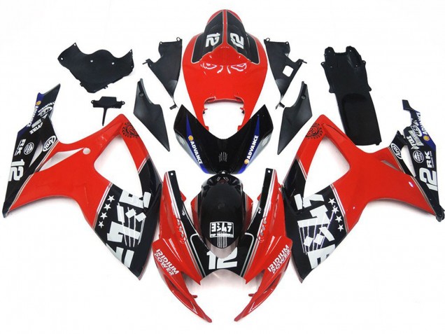 Carenagens Moto Suzuki GSXR 600 / GSXR 750 2006-2007 - Vermelho Preto Brilhante Branco