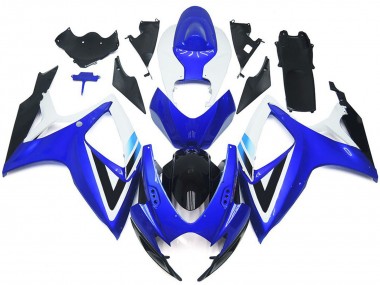 Kits Carenagem Moto Suzuki GSXR 600 / GSXR 750 2006-2007 - Branco Azul Preto Brilhante OEM Estilo