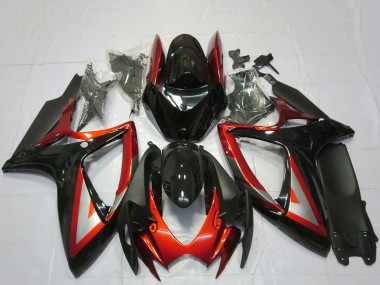 Carenagens Moto Suzuki GSXR 600 / GSXR 750 2006-2007 - Preto Brilhante Vermelho Prata