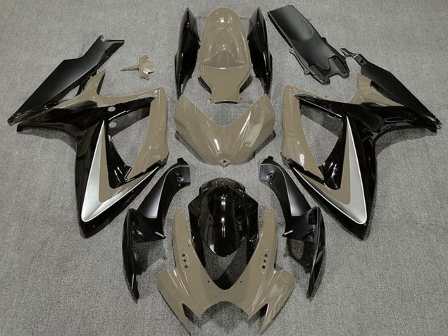Carenagens Moto Suzuki GSXR 600 / GSXR 750 2006-2007 - Bronzeado do Deserto Prata Preto Brilhante OEM Estilo