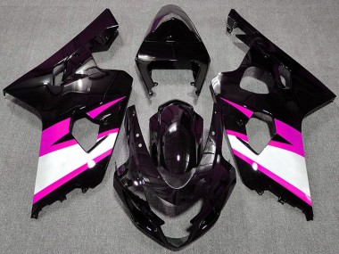 Carenagens Moto Suzuki GSXR 600 / GSXR 750 2004-2005 - Preto Brilhante Rosa Branco
