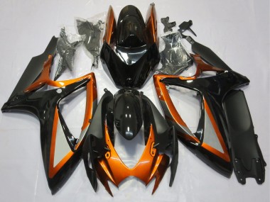 Carenagens Moto Suzuki GSXR 600 / GSXR 750 2006-2007 - Laranja Preto Brilhante Preto Fosco