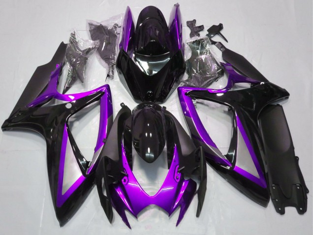 Carenagens Moto Suzuki GSXR 600 / GSXR 750 2006-2007 - Roxo Preto Brilhante Preto Fosco