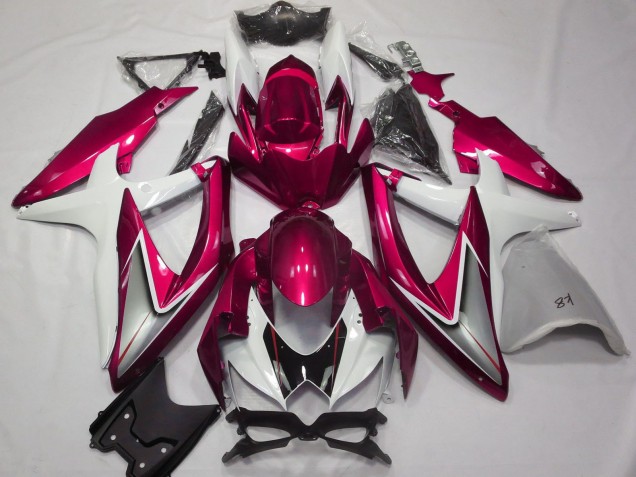 Carenagens Moto Suzuki GSXR 600 / GSXR 750 2008-2010 - Branco Vermelho Prata Preto
