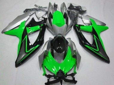 Carenagens Moto Suzuki GSXR 600 / GSXR 750 2008-2010 - Prata Verde Cinzento Preto