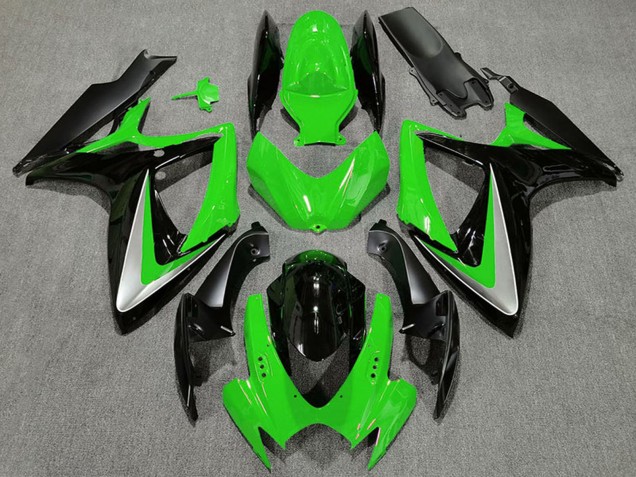 Carenagens Moto Suzuki GSXR 600 / GSXR 750 2006-2007 - Verde Prata Preto Brilhante OEM Estilo