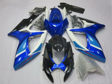 Carenagem Moto Suzuki GSXR 600 / GSXR 750 2006-2007 - Branco Azul Preto Brilhante