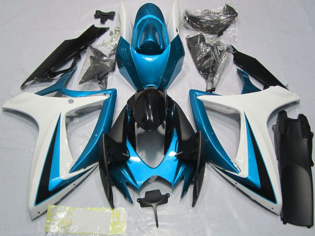 Carenagens Moto Suzuki GSXR 600 / GSXR 750 2006-2007 - Branco Azul Preto Brilhante