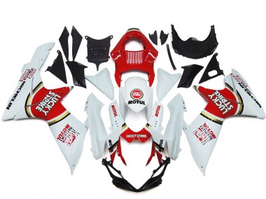 Carenagens Moto Suzuki GSXR 600 / GSXR 750 2011-2024 - Branco Vermelho Motul Lucky Strike