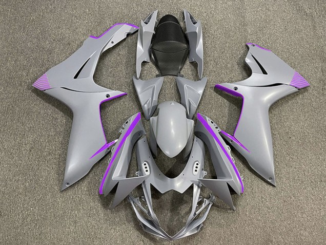 Carenagens Moto Suzuki GSXR 600 / GSXR 750 2011-2024 - Nardo Cinzento Fosco Roxo Accents