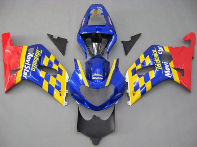 Carenagens Moto Suzuki GSXR 600 / GSXR 750 2001-2003 - Azul Amarelo Vermelho Telefonica MoviStar