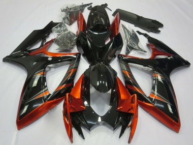 Carenagens Moto Suzuki GSXR 600 / GSXR 750 2006-2007 - Laranja Preto Brilhante