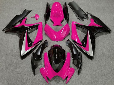 Carenagens Moto Suzuki GSXR 600 / GSXR 750 2006-2007 - Rosa Prata Preto Brilhante OEM Estilo