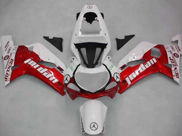 Carenagens Moto Suzuki GSXR 600 / GSXR 750 2001-2003 - Branco Vermelho Jordan Dunlop
