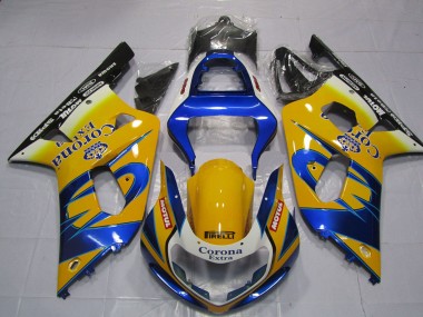 Carenagens Moto Suzuki GSXR 600 / GSXR 750 2001-2003 - Amarelo Azul Branco Corona Motul