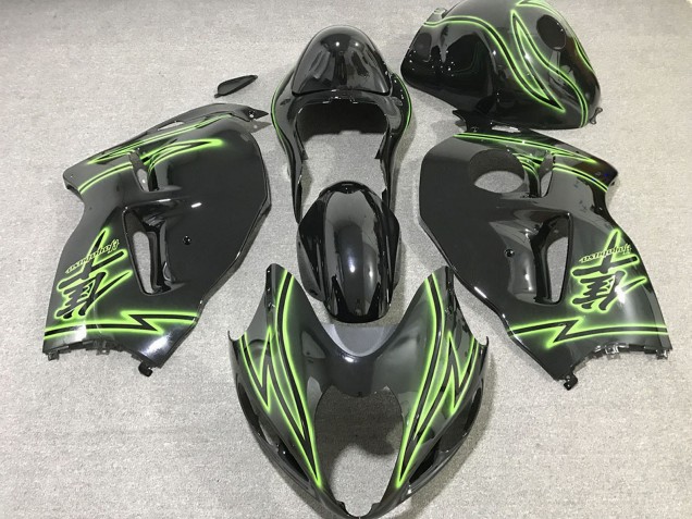 Carenagens Moto Suzuki GSXR 1300 1996-2007 - Preto Brilhante Verde Lightning