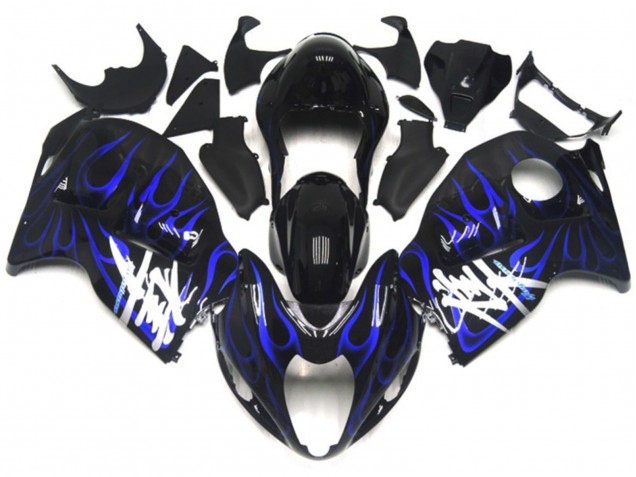 Carenagens Moto Suzuki GSXR 1300 1996-2007 - Preto Brilhante Azul Profundo Chama