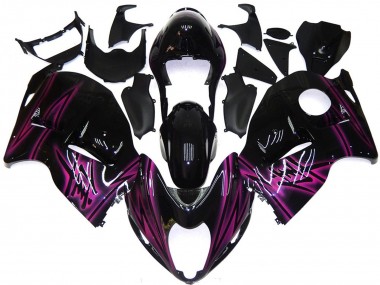 Carenagens Moto Suzuki GSXR 1300 1996-2007 - Preto Brilhante Roxo Chama