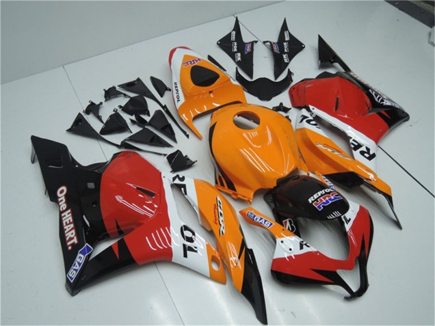 Kit Carenagem Moto Completa Honda CBR600RR 2009-2012 - Laranja Branco Vermelho Preto Brilhante Repsol