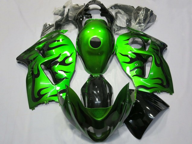 Carenagem Moto Suzuki GSXR 1300 1996-2007 - Verde Preto Chama