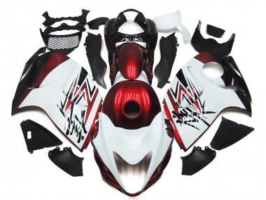 Carenagens Moto Suzuki GSXR 1300 2008-2020 - Branco Brilhante Vermelho Profundo