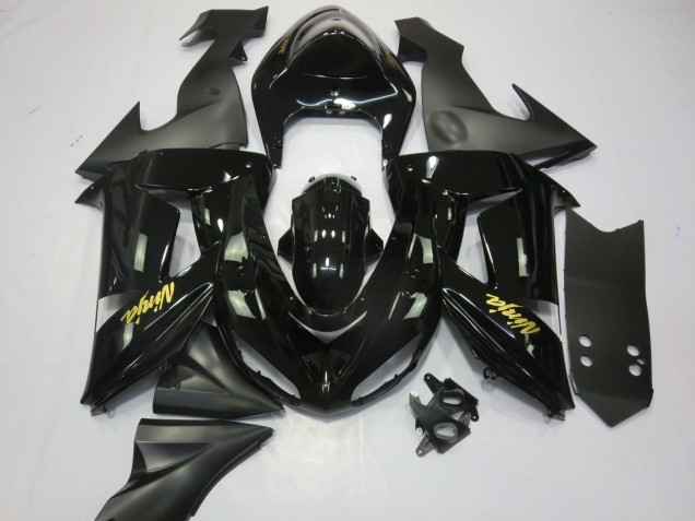 Carenagens Moto Kawasaki ZX10R 2006-2007 - Preto Brilhante Preto Fosco Ouro