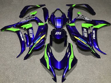 Carenagens Moto Kawasaki ZX10R 2016-2020 - Azul Profundo Verde Trick Star Eva Corrida