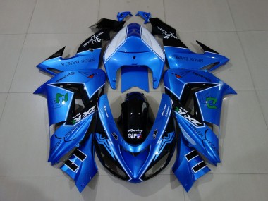 Carenagens Moto Kawasaki ZX10R 2006-2007 - Azul Líquido Preto Brilhante