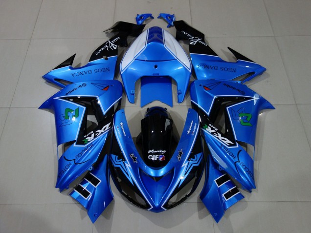 Carenagens Moto Kawasaki ZX10R 2006-2007 - Azul Líquido Preto Brilhante