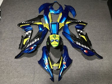 Carenagens Moto Kawasaki ZX10R 2016-2020 - Azul Metálico Amarelo Tubarão 46