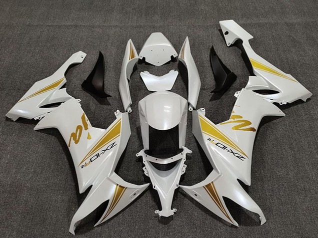 Carenagens Moto Kawasaki ZX10R 2008-2010 - Branco Pérola Ouro