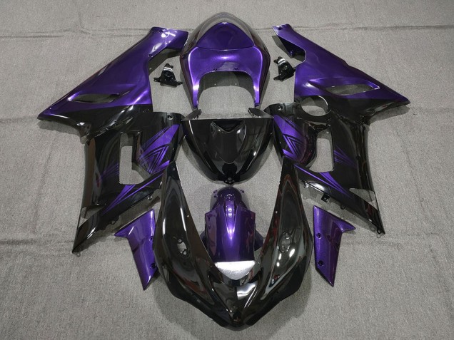 Carenagens Moto Kawasaki ZX6R 2005-2006 - Roxo Preto Brilhante