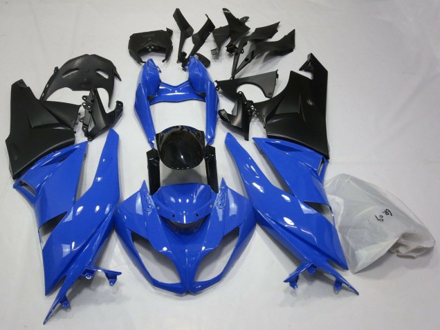 Carenagens Moto Kawasaki ZX6R 2009-2012 - Azul Preto Brilhante Preto Fosco