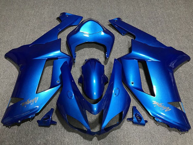 Carenagens Moto Kawasaki ZX6R 2007-2008 - Azul Brilhante Chrome Logo
