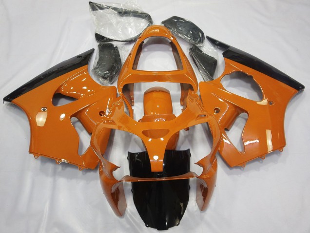 Carenagens Moto Kawasaki ZX6R 2000-2002 - Laranja Preto Brilhante