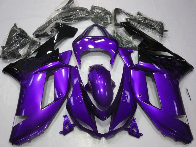 Carenagens Moto Kawasaki ZX6R 2007-2008 - Roxo Brilhante Preto