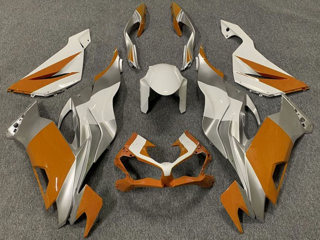 Carenagens Moto Kawasaki ZX6R 2019-2022 - Branco Prata Laranja