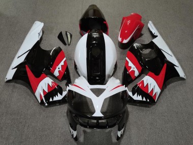 Carenagens Moto Kawasaki ZX12R 2002-2006 - Vermelho Preto Branco Tubarão