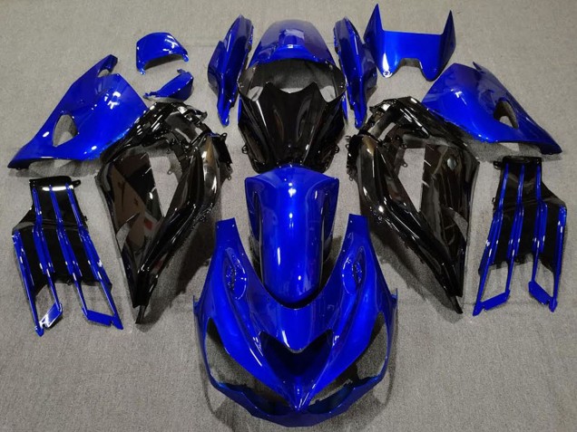 Carenagem Moto Kawasaki ZX14R 2012-2024 - Azul Preto Brilhante