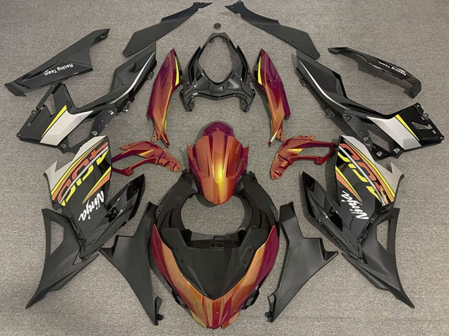 Carenagens Moto Kawasaki Ninja 400 2018-2024 - Laranja Preto Brilhante Preto Fosco OEM Estilo