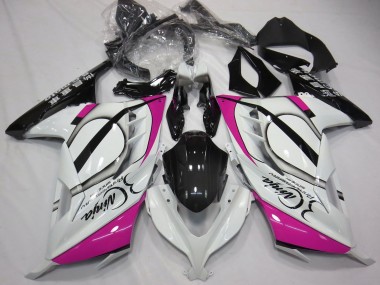 Carenagens Moto Kawasaki Ninja 300 2013-2024 - Branco Brilhante Rosa Preto