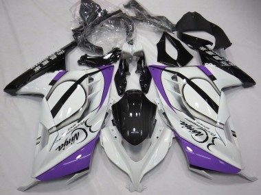 Carenagens Moto Kawasaki Ninja 300 2013-2024 - Branco Brilhante Roxo Preto