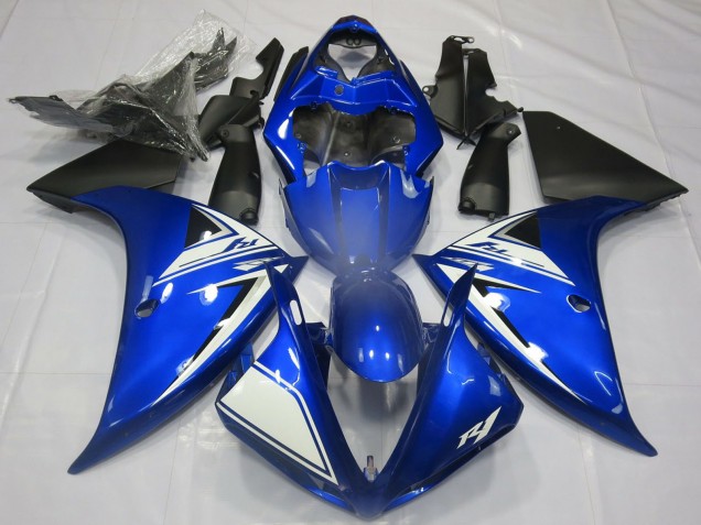 Carenagens Moto Yamaha R1 2012-2014 - Azul Branco Preto Fosco
