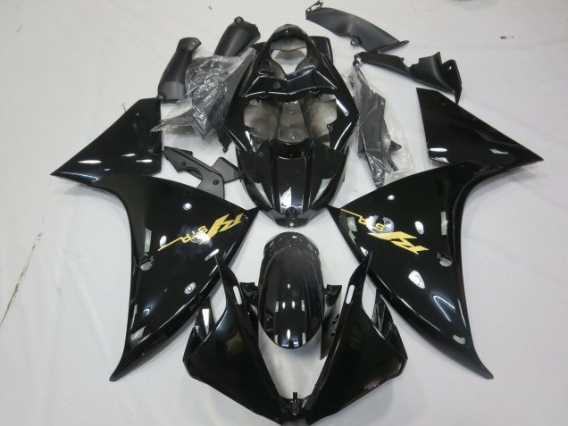 Carenagens Moto Yamaha R1 2009-2011 - Preto Brilhante Ouro Decal