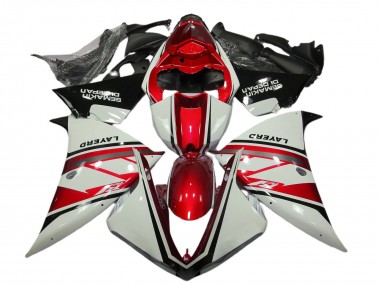 Carenagens Moto Yamaha R1 2012-2014 - Branco Vermelho Preto Layerd Semakin Didepan