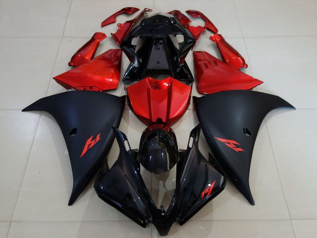 Carenagem Moto Yamaha R1 2012-2014 - Preto Brilhante Preto Fosco Vermelho